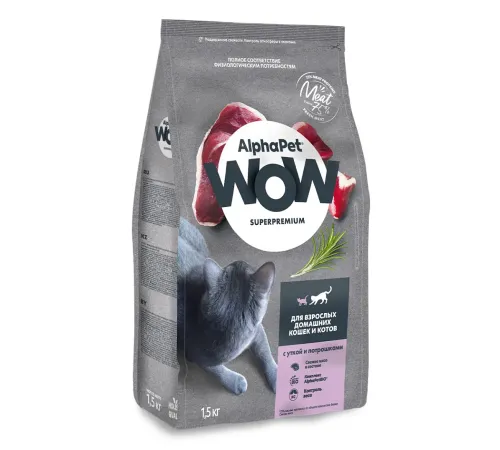 AlphaPet WOW Superpremium Cat Indoor (Утка с потрошками), 350 г