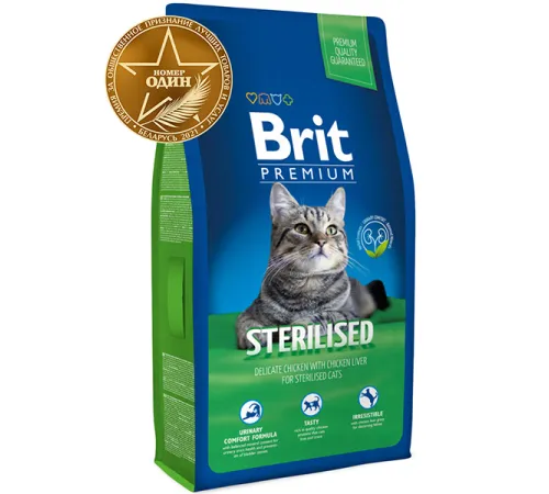 Brit Premium Cat Sterilised (Курица и печень) 1,5 кг