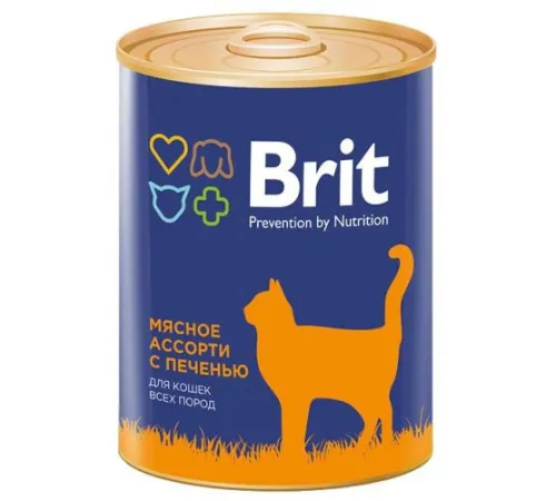 Брит Премиум Консервы для кошек (Мясное ассорти с печенью) 340 г
