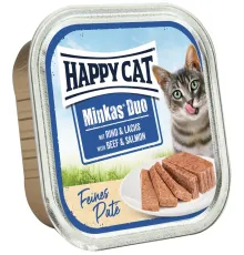Happy Cat Minkas Duo Паштет (Говядина и лосось), 100 г
