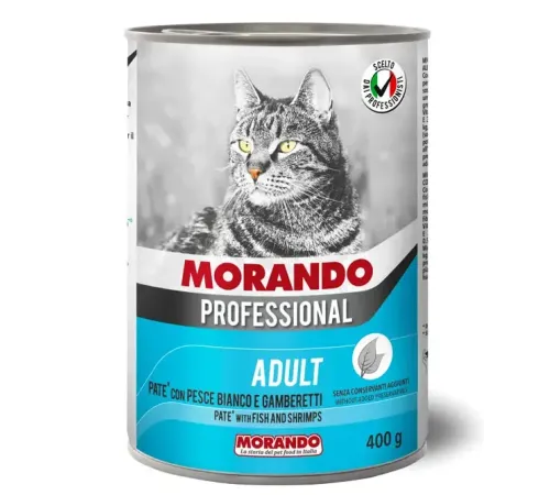 Morando Professional Cat Паштет с белой рыбой и креветками (консервы), 400 г