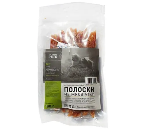 My Happy Pets Полоски из мяса утки 100 г