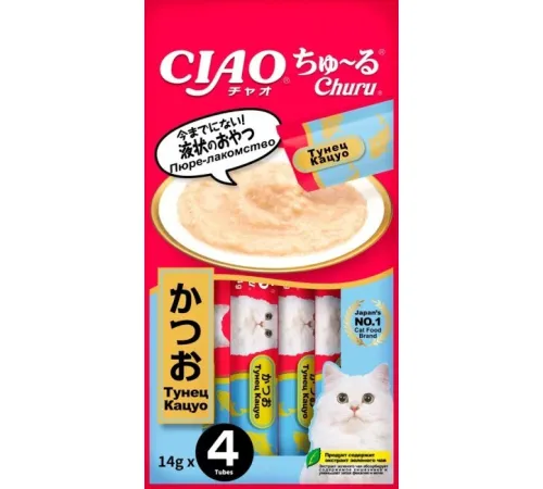 INABA CIAO Churu Тунец Кацуо, 4 х 14 г (упаковка)