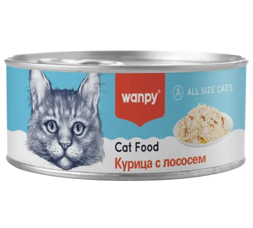 Wanpy Cat Консервы Курица с лососем, 95 г