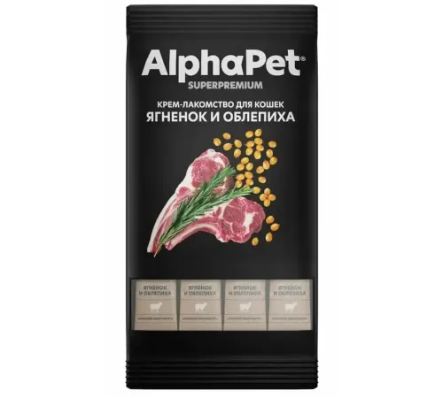 AlphaPet Superpremium Крем-лакомство с ягненком и облепихой, 48 г