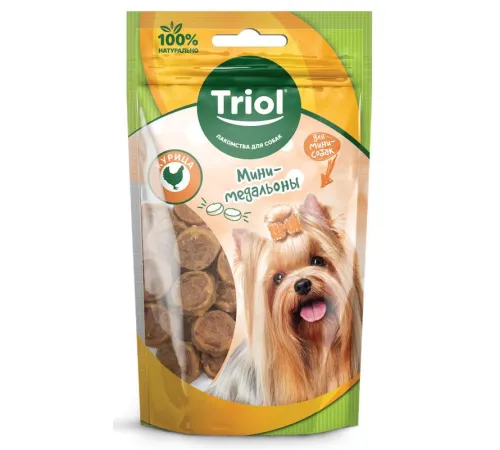 Triol Мини-медальоны из курицы для мини-собак, 50 г