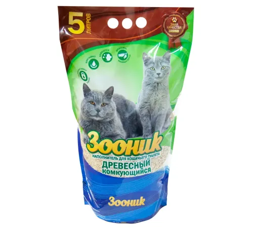 Зооник Наполнитель древесный комкующийся, 5 л