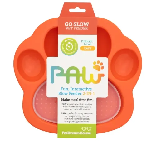 PetDreamHouse Миска для медленного кормления PAW 2в1 Mini, оранжевый