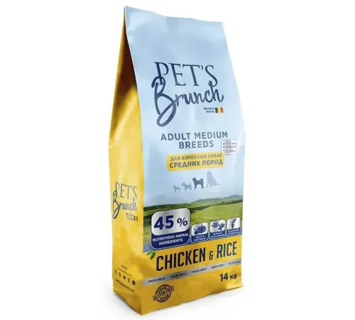 Pet's Brunch Adult Medium Breeds (Курица и рис), 14 кг