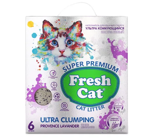 Fresh Cat Комкующийся наполнитель Лаванда, 6 л
