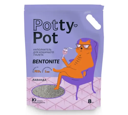 Potty-Pot Бентонитовый наполнитель Лаванда, 10 л (8 кг)