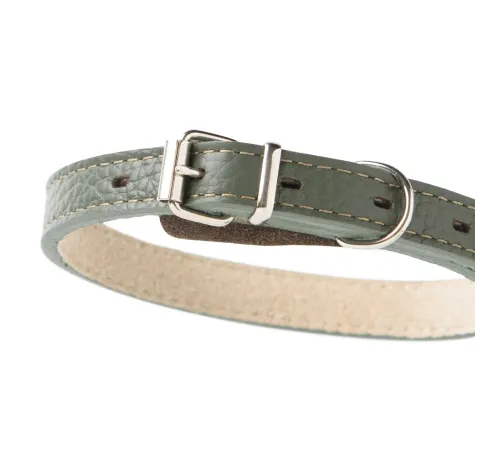Mr.Kranch Ошейник кожаный прямой, оливковый, 48-60 см