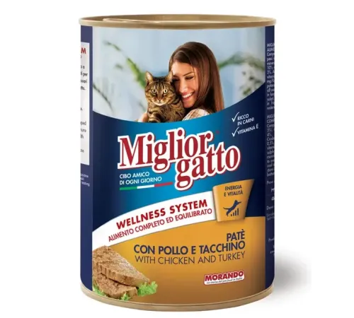 Miglior Gatto Паштет с курицей и индейкой (консервы), 400 г