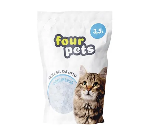 FOUR PETS силикагелевый наполнитель (без запаха) 3,5 л