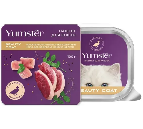Yumster Beauty Coat Cat Паштет (Утка и перепел), 100 г