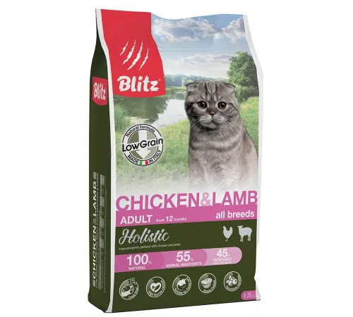 BLITZ Holistic LG Adult Cat (Курица, ягненок) 1,5 кг