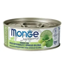 Monge Supreme Sterilised Консервы из тунца с бурым рисом и гинкго билоба, 80 г