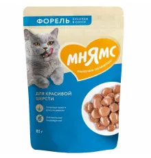 Мнямс Кусочки в соусе с форелью для кошек, 85 г