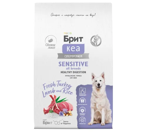 Брит Кеа Dog Adult Sensitive Healthy Digestion (Индейка, ягненок), 1,5 кг New