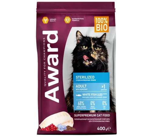 Award Cat Sterilized (Белая рыба), 400 г