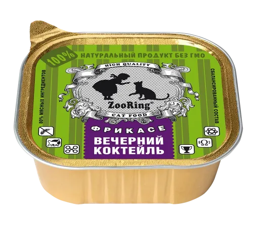 ZooRing Паштет Вечерний коктейль для кошек, 100 г х 16 шт