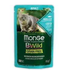 Monge Пауч BWild GF Adult Cat (Треска, овощи), 85 г