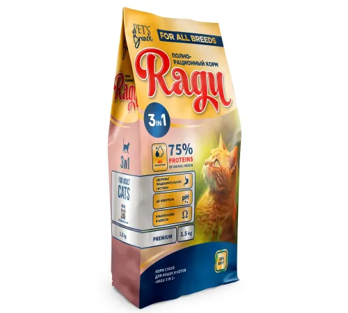 Pet's Brunch Ragu 3 in 1 Adult Cats, 1,5 кг