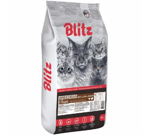 Blitz Classic Breeders Adult Cat (Курица), 10 кг