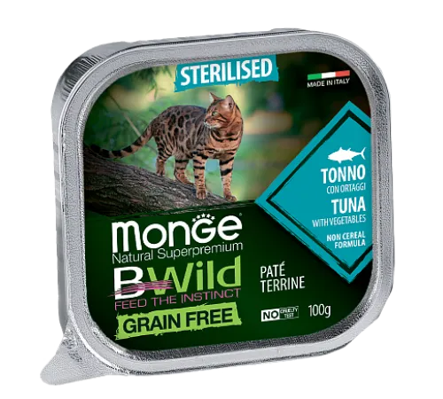 Monge Консервы BWild GF Sterilised Cat (Тунец, овощи), 100 г