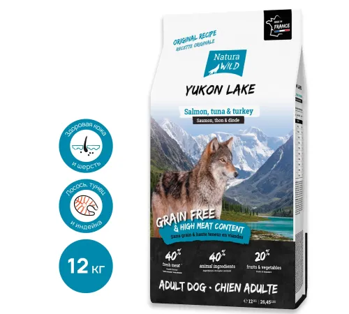 Natura Wild Yukon Lake (Лосось, тунец, индейка), 12 кг