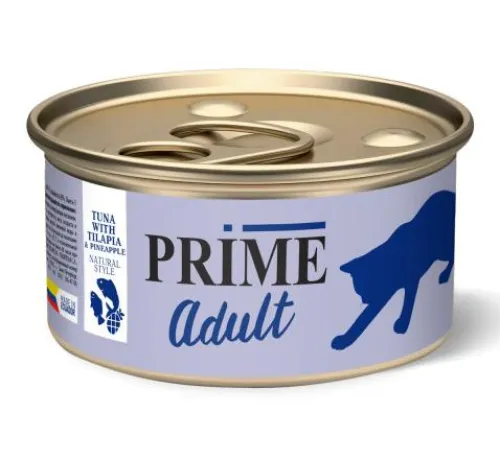 Prime Adult Консервы (Тунец с тилапией и ананасом в собственном соку) для кошек, 85 г