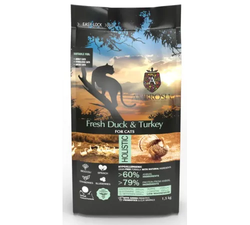 AMBROSIA Sterilized Cat (Утка, индейка), 1,5 кг