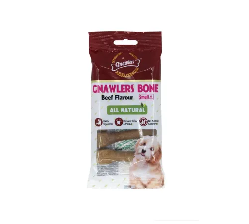 Gnawlers Bone Beef Лакомство для собак с говядиной, пакет,  8 см, 6 шт, 108 г