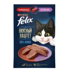Felix Вкусный паштет для взрослых кошек (Говядина и ягненок), 75 г