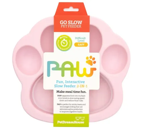 PetDreamHouse Миска для медленного кормления PAW 2в1 Mini, розовая