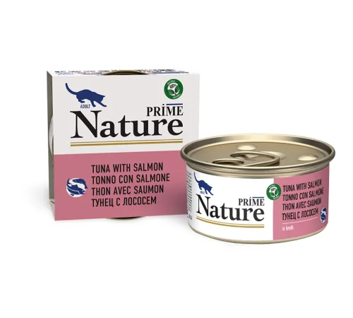Prime Nature Консервы (Тунец с лососем в бульоне) для кошек, 85 г