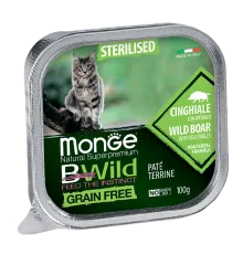 Monge Консервы BWild GF Sterilised Cat (Кабан, овощи),100 г
