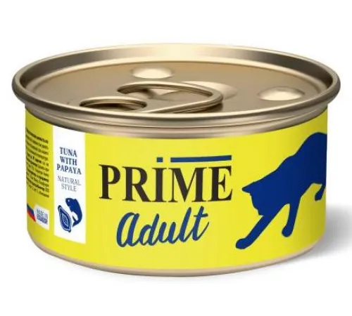 Prime Adult Консервы (Тунец с папайей в собственном соку) для кошек, 85 г