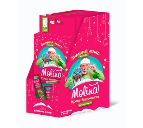 Molina Зимний микс функциональных крем-лакомств для кошек, 6 шт х 12 г