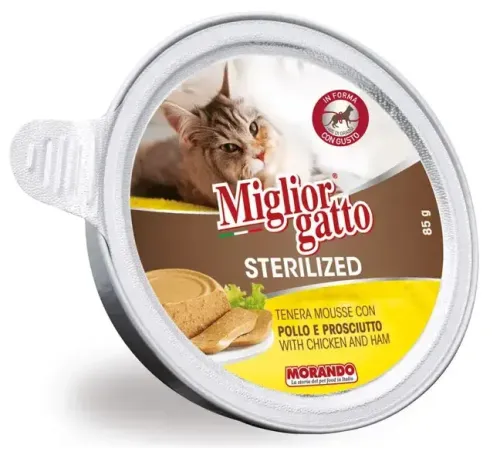 Miglior Gatto Sterilized Мусс с курицей и ветчиной, 85 г