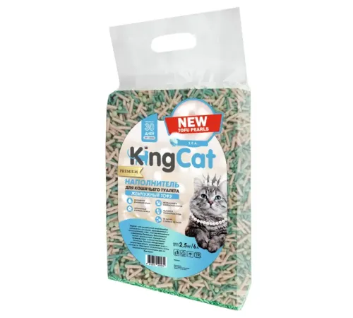 KingCat Наполнитель Жемчужный Тофу (Морской), 2,5кг/6л
