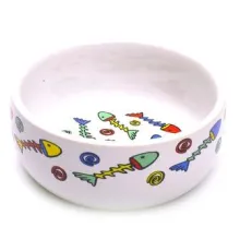 Beeztees Миска фарфоровая с рыбками, диам. 11 см (325 мл)