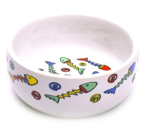 Beeztees Миска фарфоровая с рыбками, диам. 11 см (325 мл)