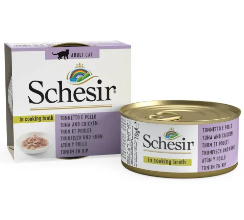 Schesir Tuna Chicken (Тунец, курица в бульоне), 70 г
