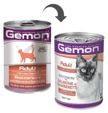Gemon Консервы Cat Adult (Лосось, креветки), 415 г