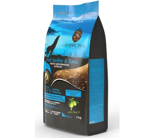 AMBROSIA Mediterranean Adult All Breeds (Сардина, тунец), 5 кг
