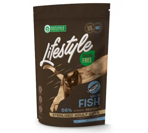 Nature's Protection Lifestyle Cat Sterilised (Белая рыба), 400 г