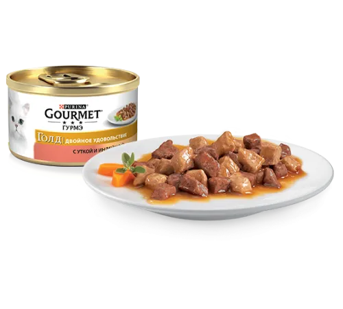 Gourmet Голд Кусочки с уткой и индейкой, 85 г