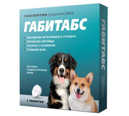 Apicenna Габитабс для средних и крупных пород собак, 200 мг/2 таб