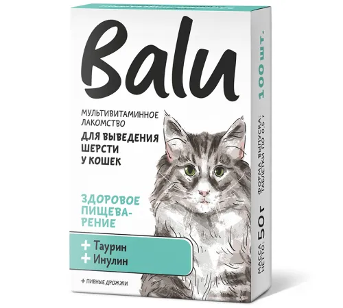 BALU Здоровое пищеварение Лакомство мультивитаминное для кошек, 100 таб